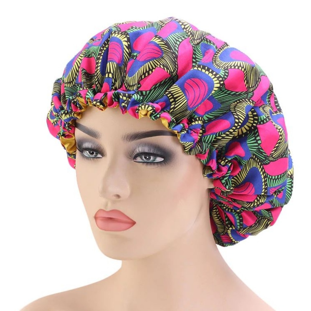 BRAND NEW Satin Lined Ankara Bonnet -  Pink